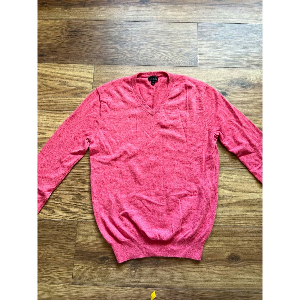 J.Crew Italian Cashmere V-Neck Sweater Pink Women's Small 100% Cashmere Pullover
